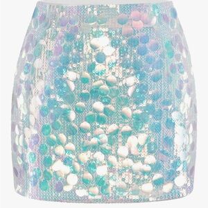 Glamorous Sequin Pencil Skirt in Iridescent Blue- fits like Medium